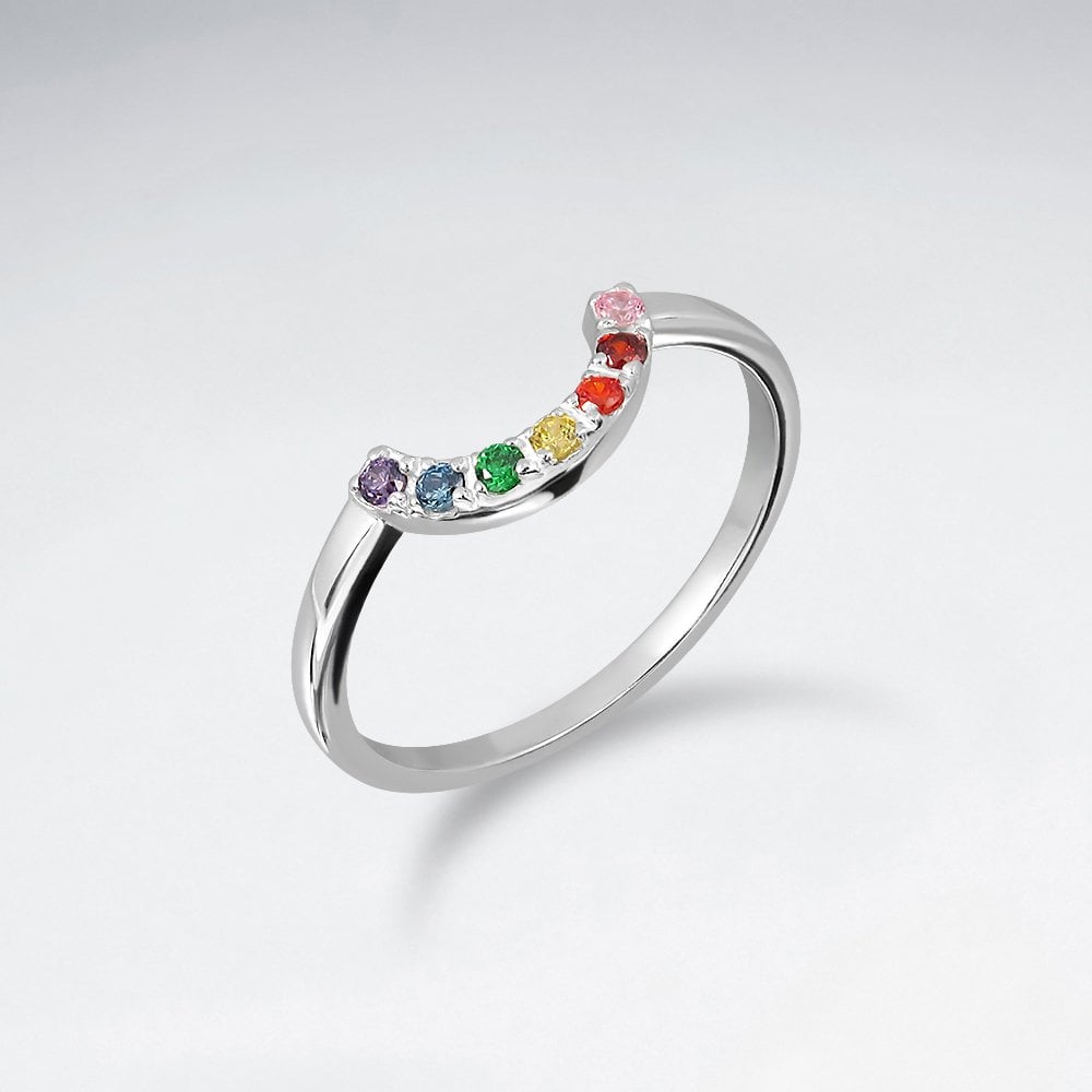 Sterling Silver Cubic Zirconia Rainbow Hope Ring