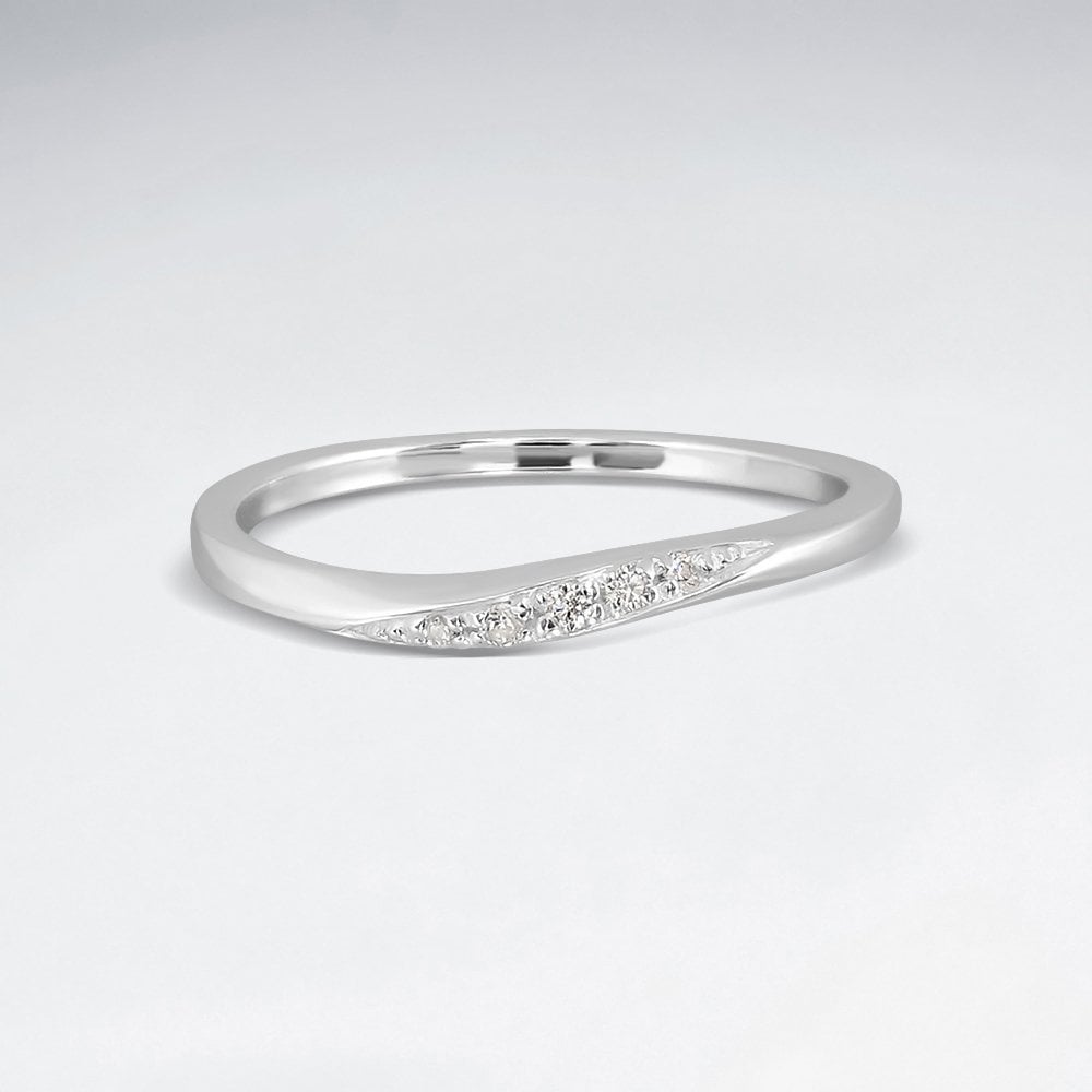 Sterling Silver Cubic Zirconia Anniversary Engagement  Ring