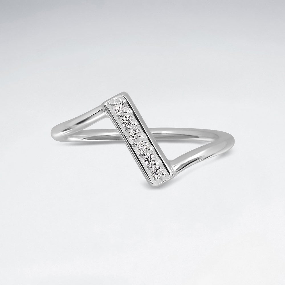 Sterling Silver CV Slanted Bar Ring