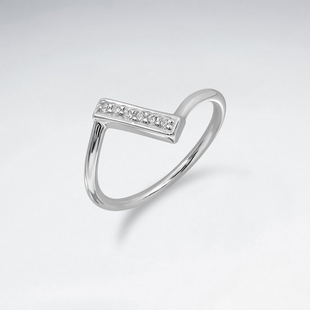 Sterling Silver CV Slanted Bar Ring
