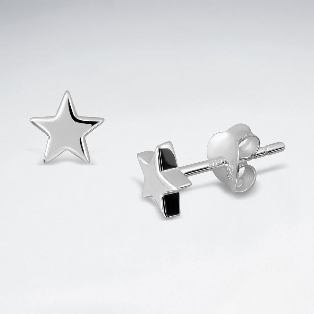 Sterling Silver Star Silhouette Stud Earrings
