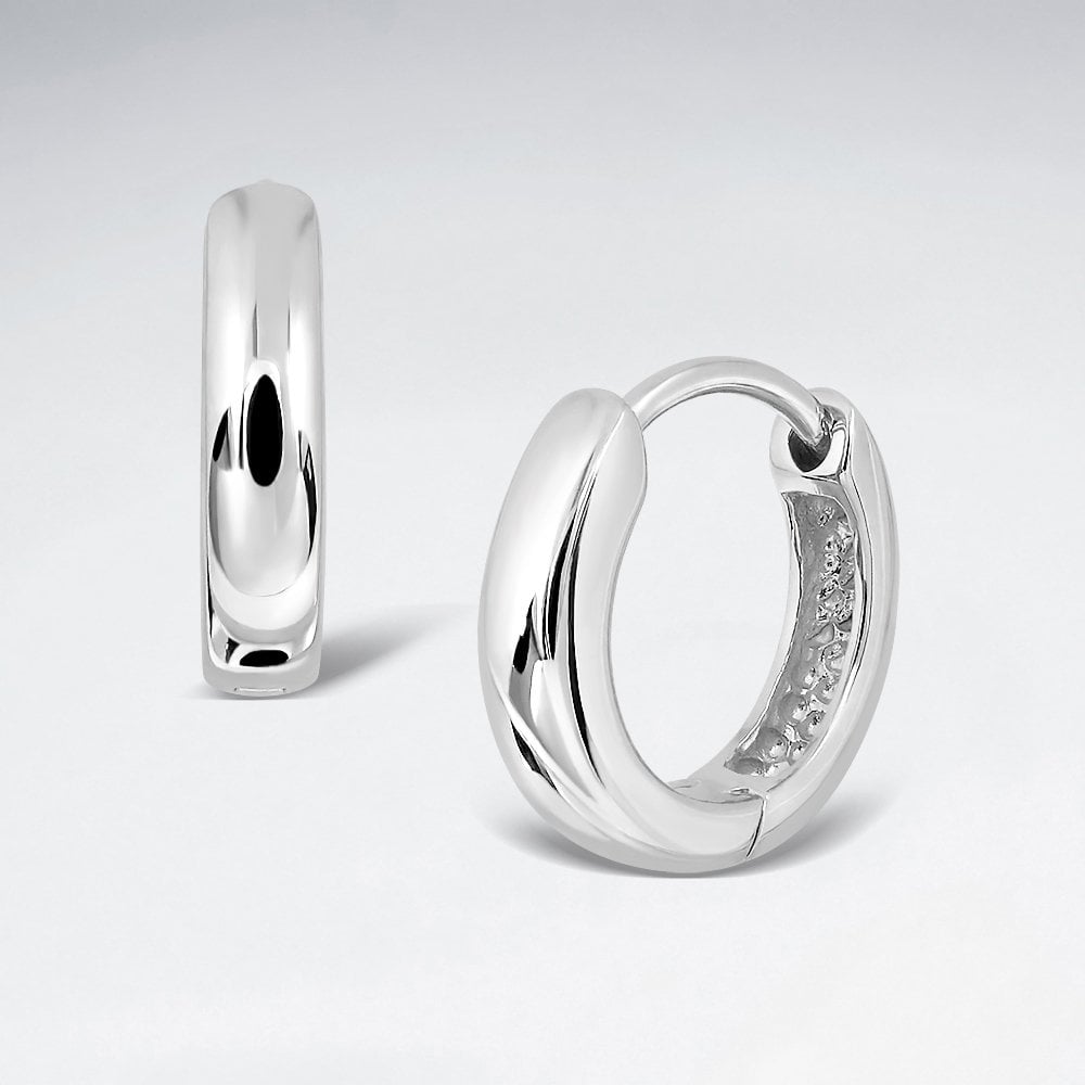 Classic Huggie Hoop Sterling Silver Earrings