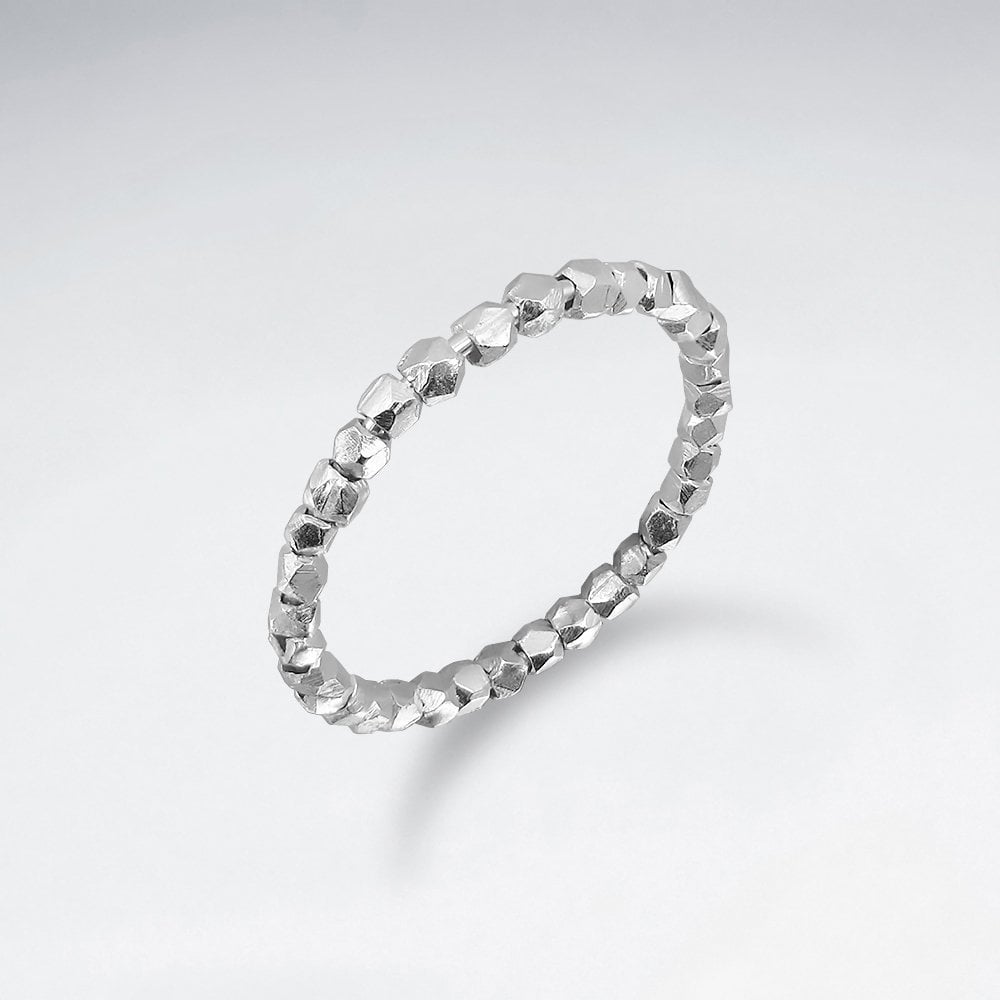 Sterling Silver Faceted Ball Ring