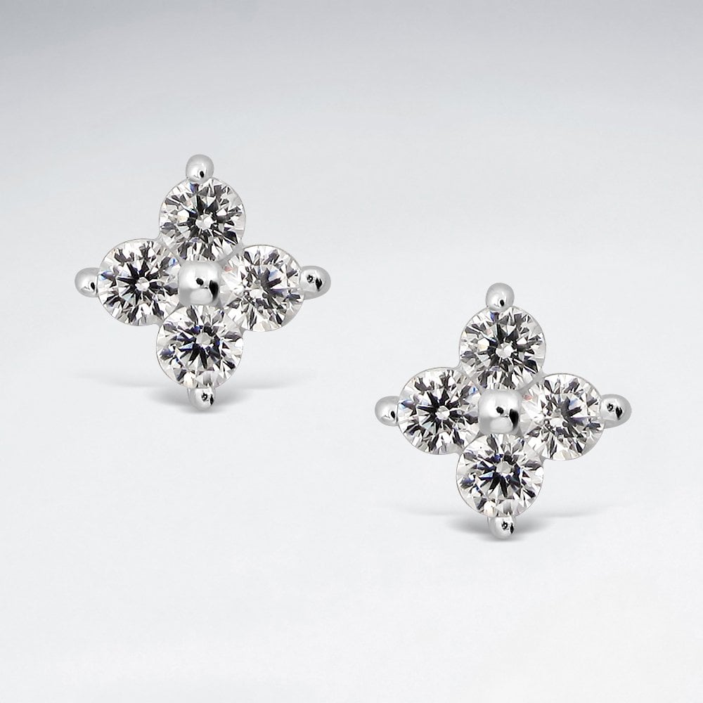 Sterling Silver Cubic Zirconia Star Stud Earrings