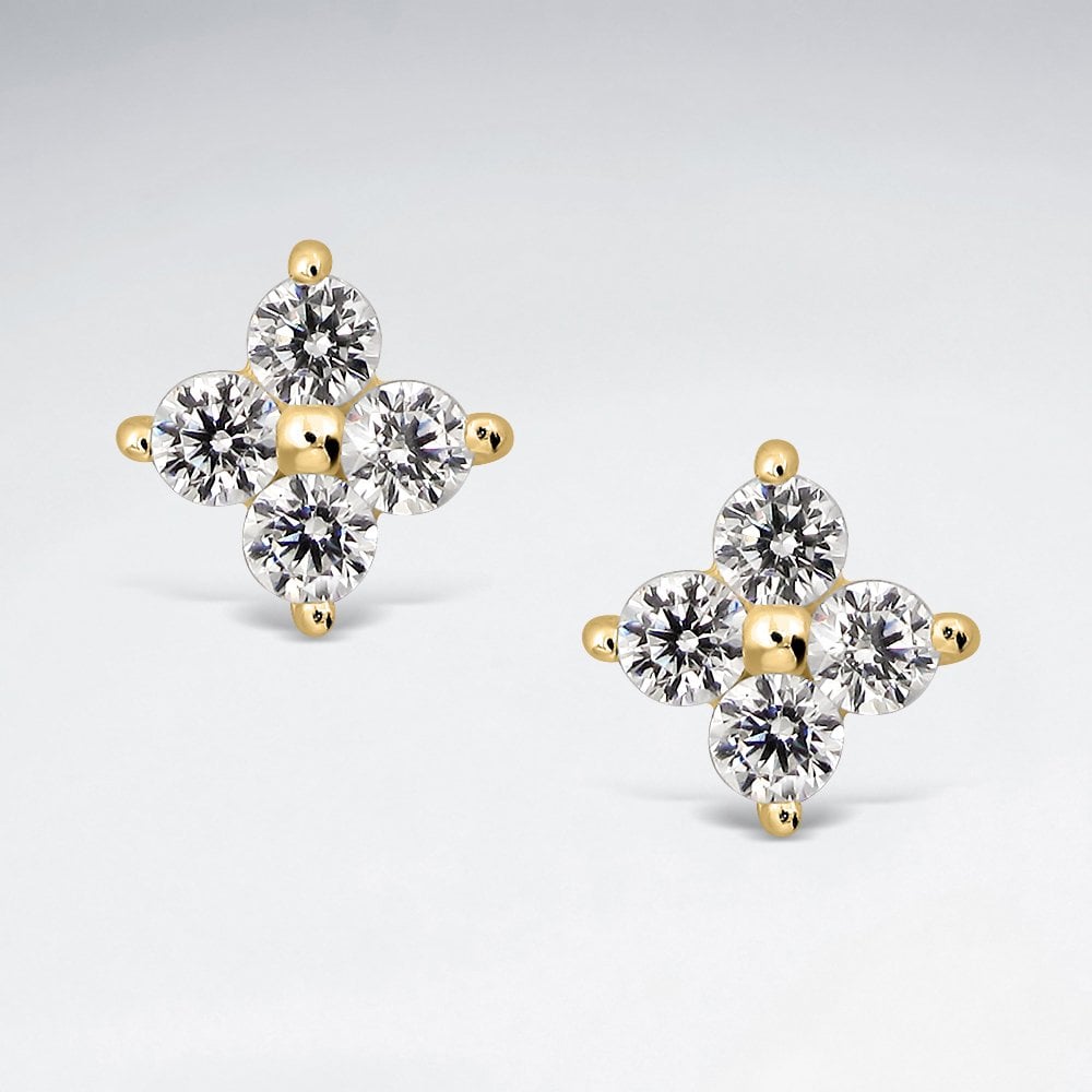 Sterling Silver Cubic Zirconia Star Stud Earrings