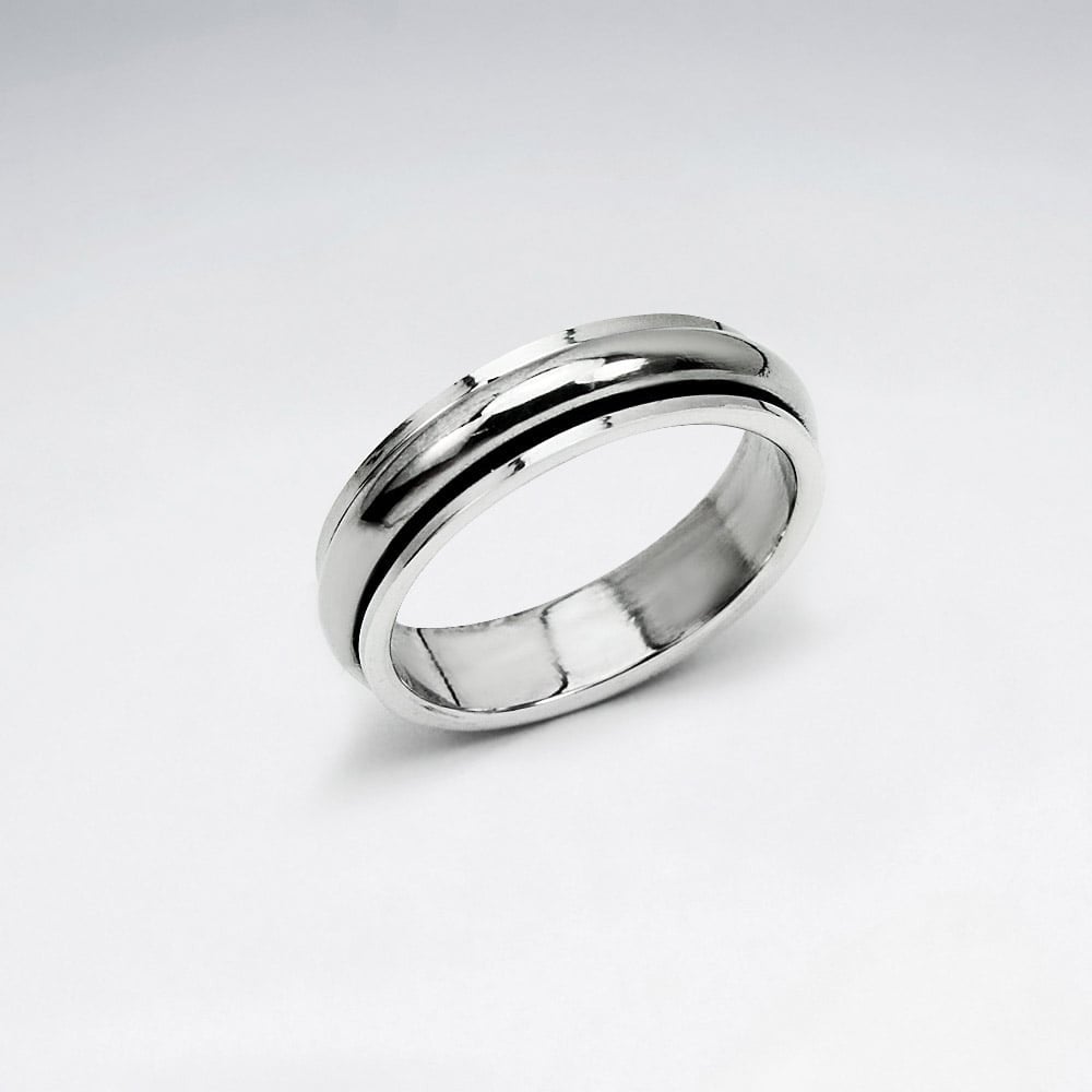 Oxidized Edged Smooth Silver Band