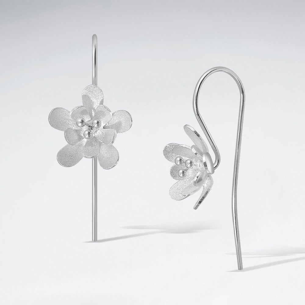 Sterling Silver Flowering Hook Earrings