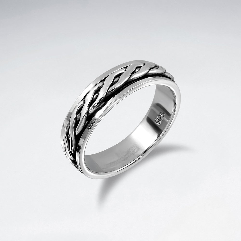 Oxidized Silver Chunky Rope Twist Band