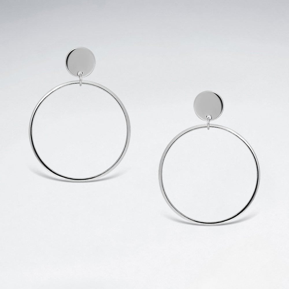Geometric Sterling Silver Hoop Stud Earrings