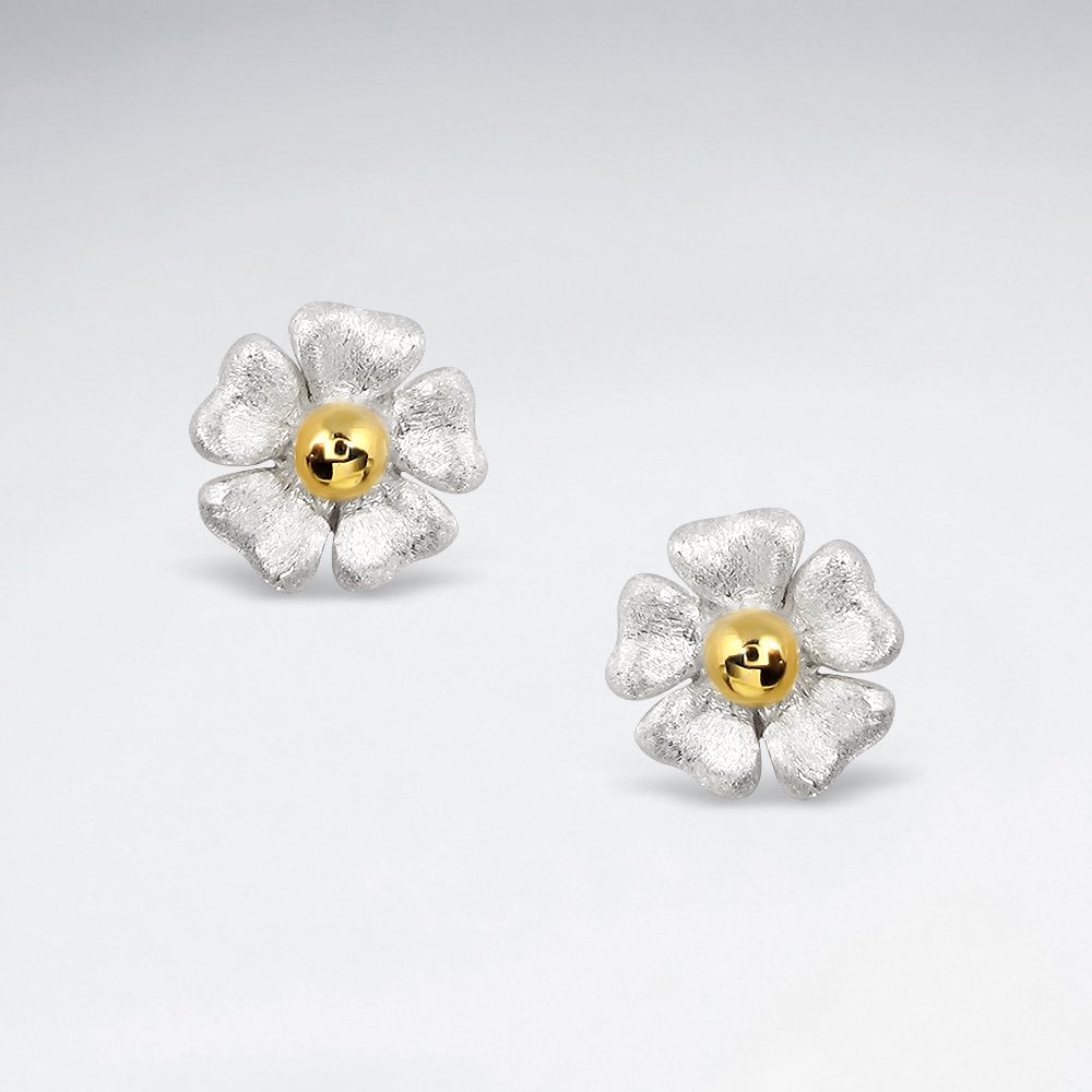 Flower Blossom Earrings in Sterling Silver
