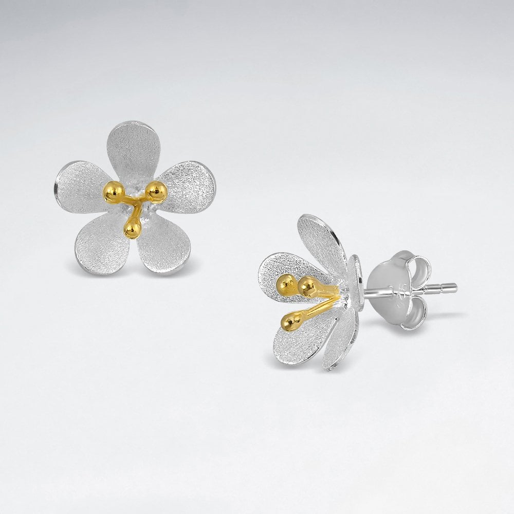 Sterling Silver Flower Blossom Stud Earrings