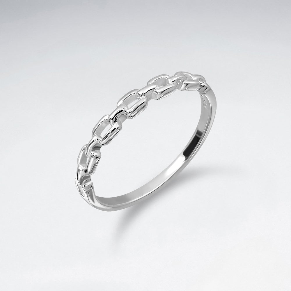 Sterling Silver Interlocking Chain Ring
