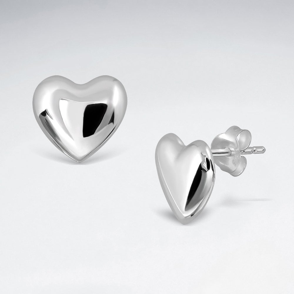 Polished Heart Silver Earring