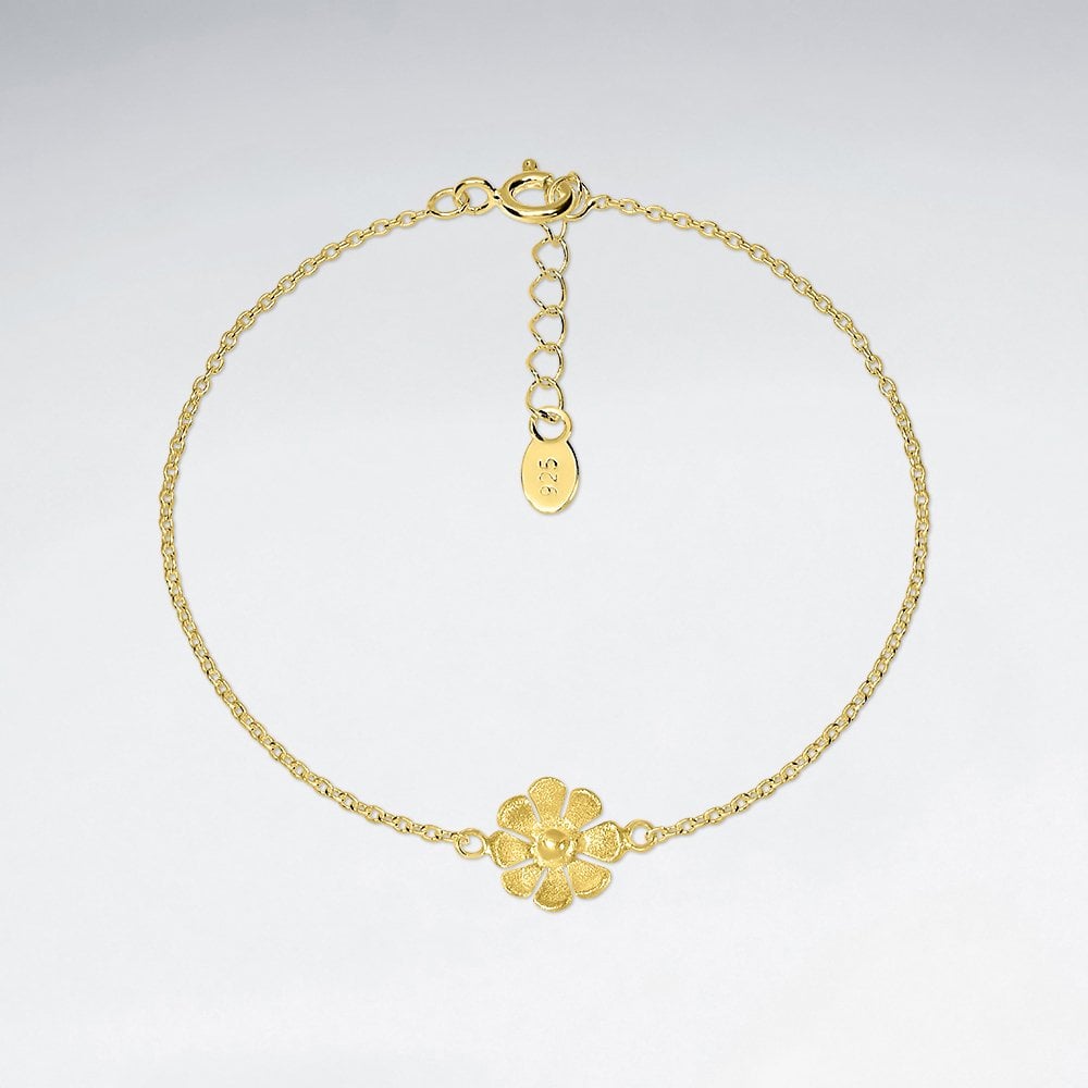925 Sterling Silver Flower Charm Bracelet