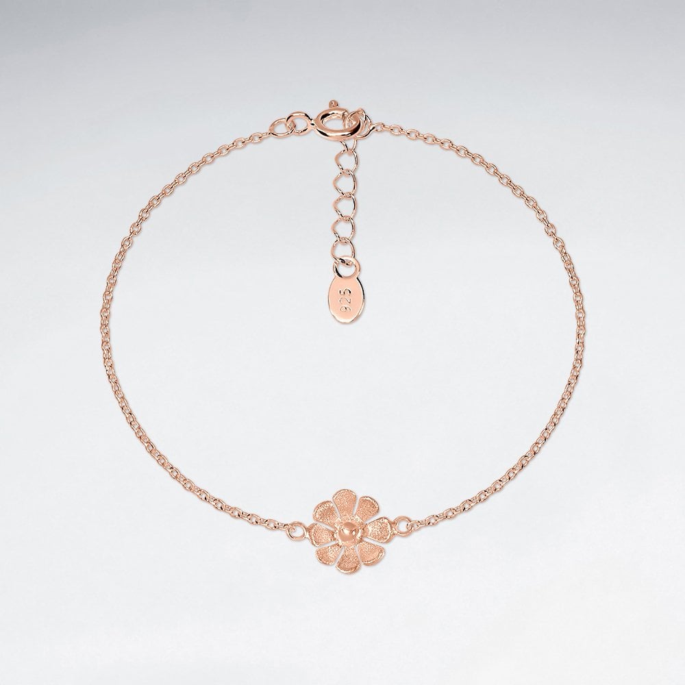 925 Sterling Silver Flower Charm Bracelet