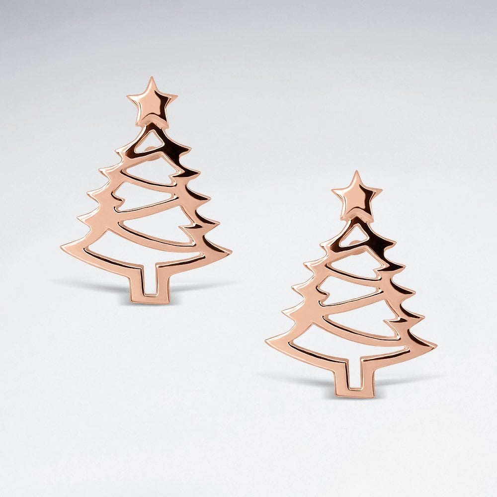 Sterling Silver Christmas Tree Stud Earrings