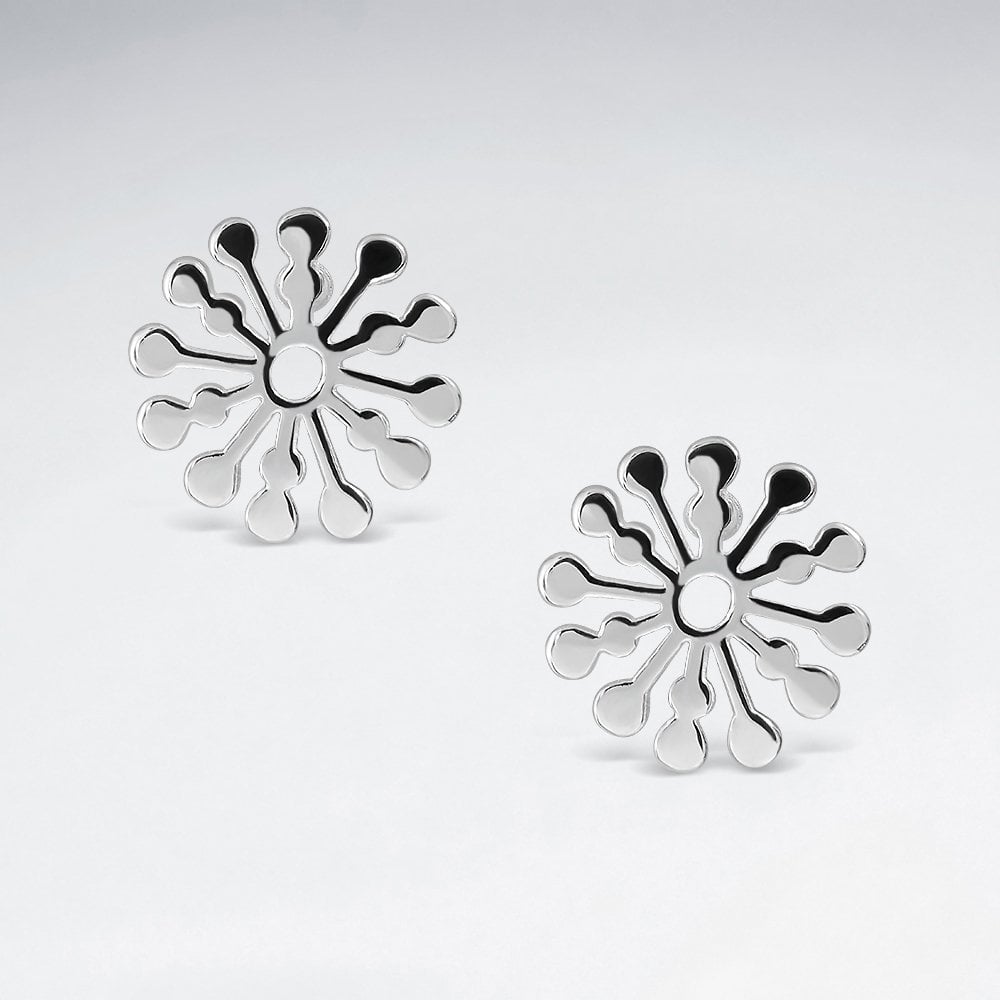 Snowflake Splat Sterling Silver Stud Earrings