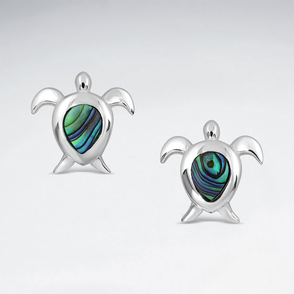 Sterling Silver Sea Life Abalone Turtle Earrings