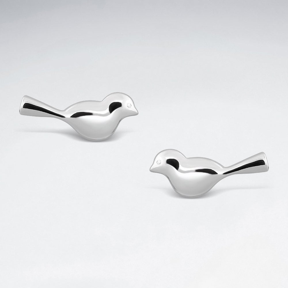 Sterling Silver Sweet Birds Silhouette Sud Earrings