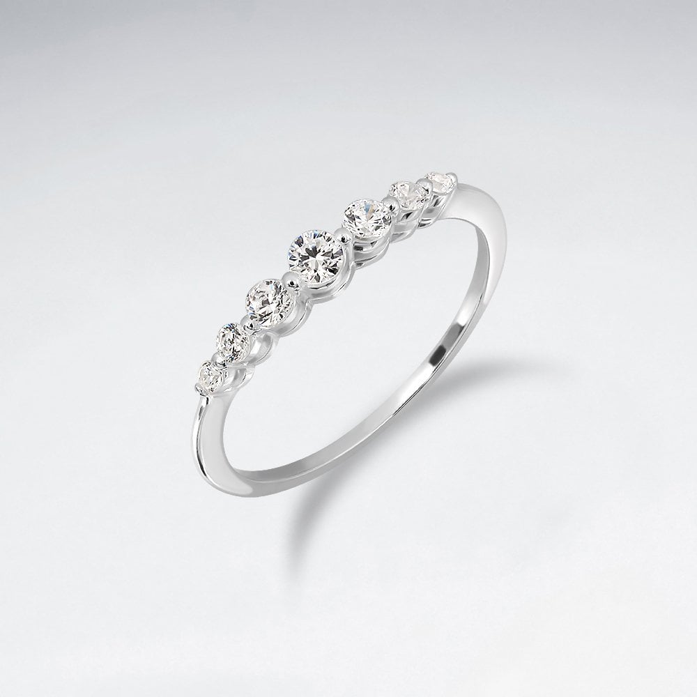 Sterling Silver Cubic Zirconia Line Ring