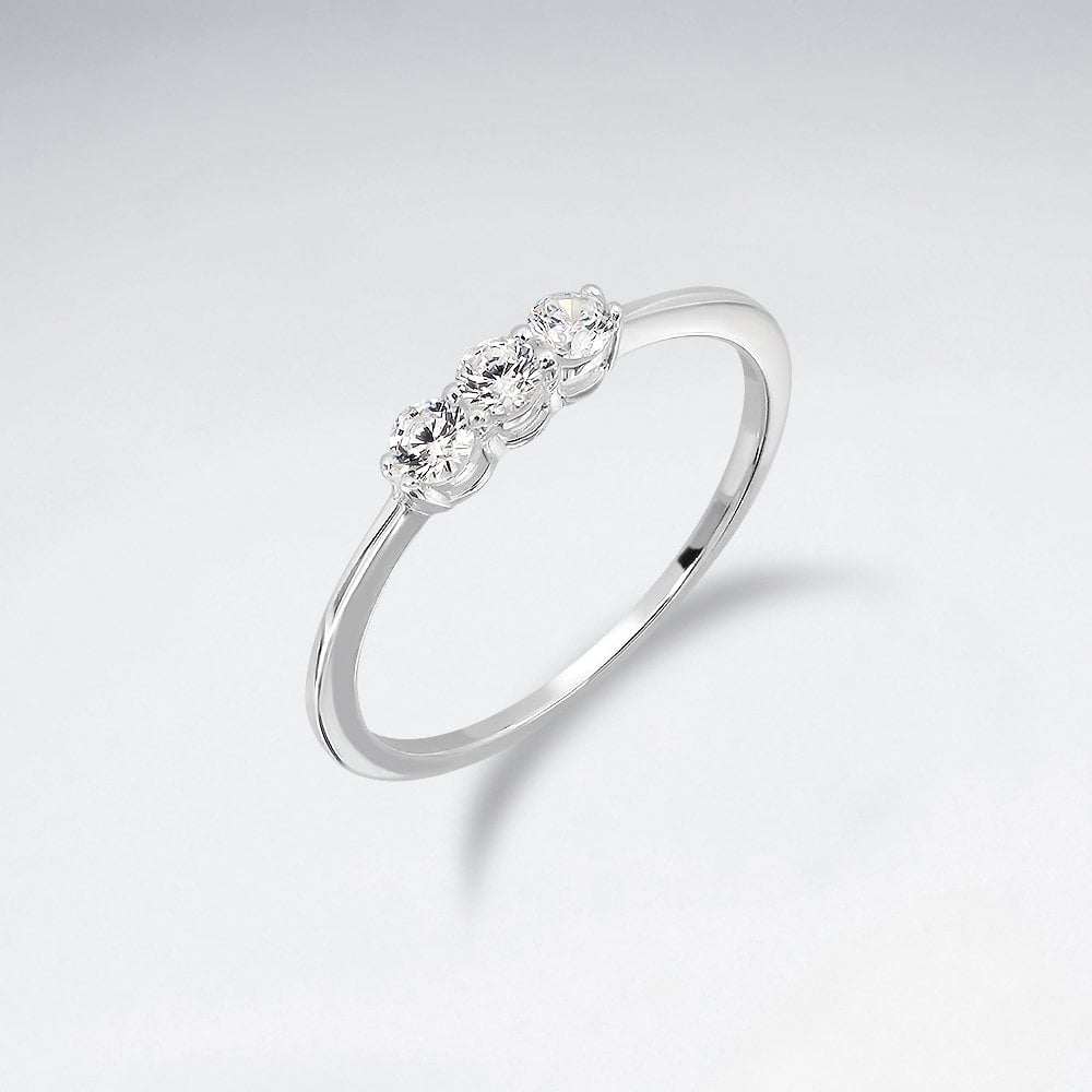 Sterling Silver Triple Cubic Zirconia Line Ring