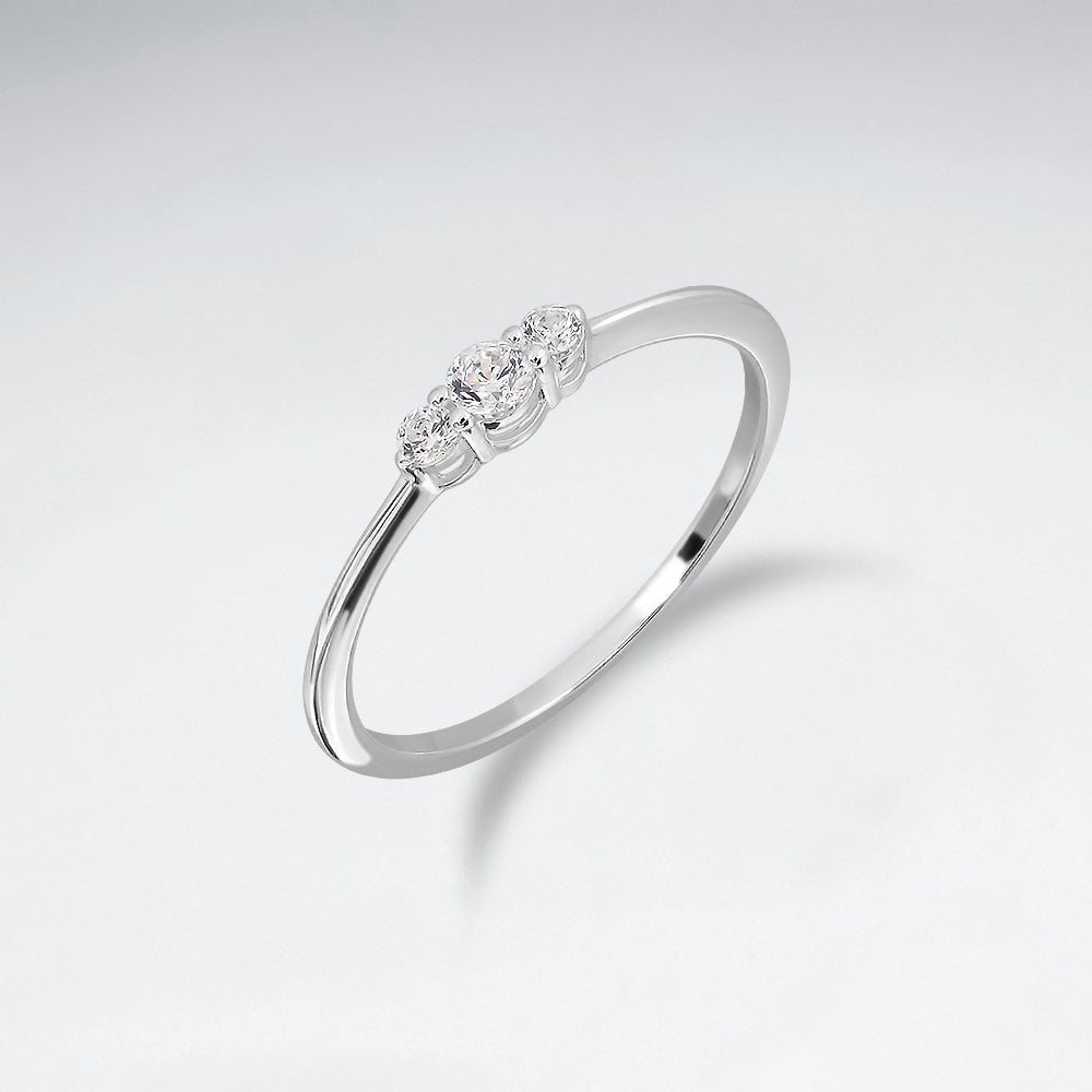 Sterling Silver Triple Cluster Cubic Zirconia Ring