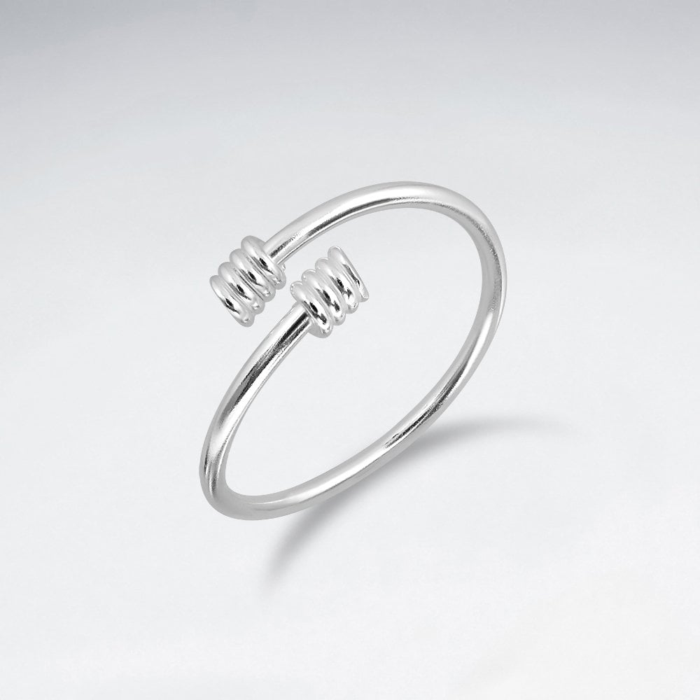 Sterling Silver Multi Screw Tip Open Bypass Ring