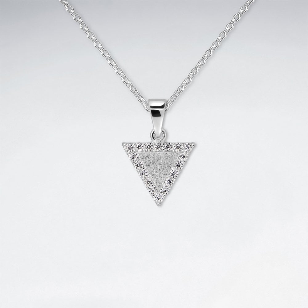 Sterling Silver Upturned Triangle CZ Pendant