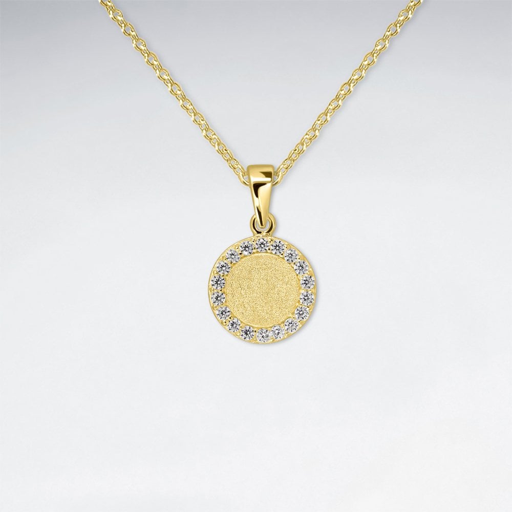 Sterling Silver Circular CZ Gemstone  Circle Pendant