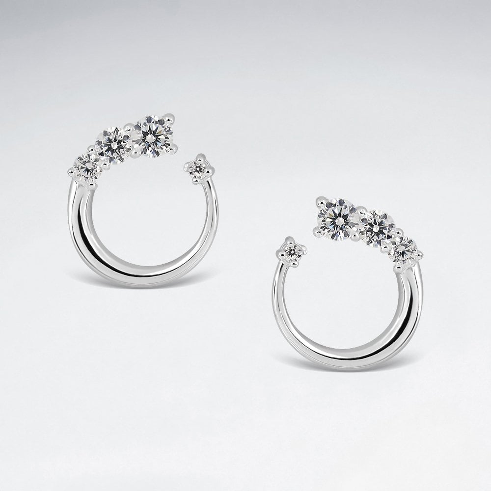 925 Sterling Silver Cubic Zirconia Hoop Earrings