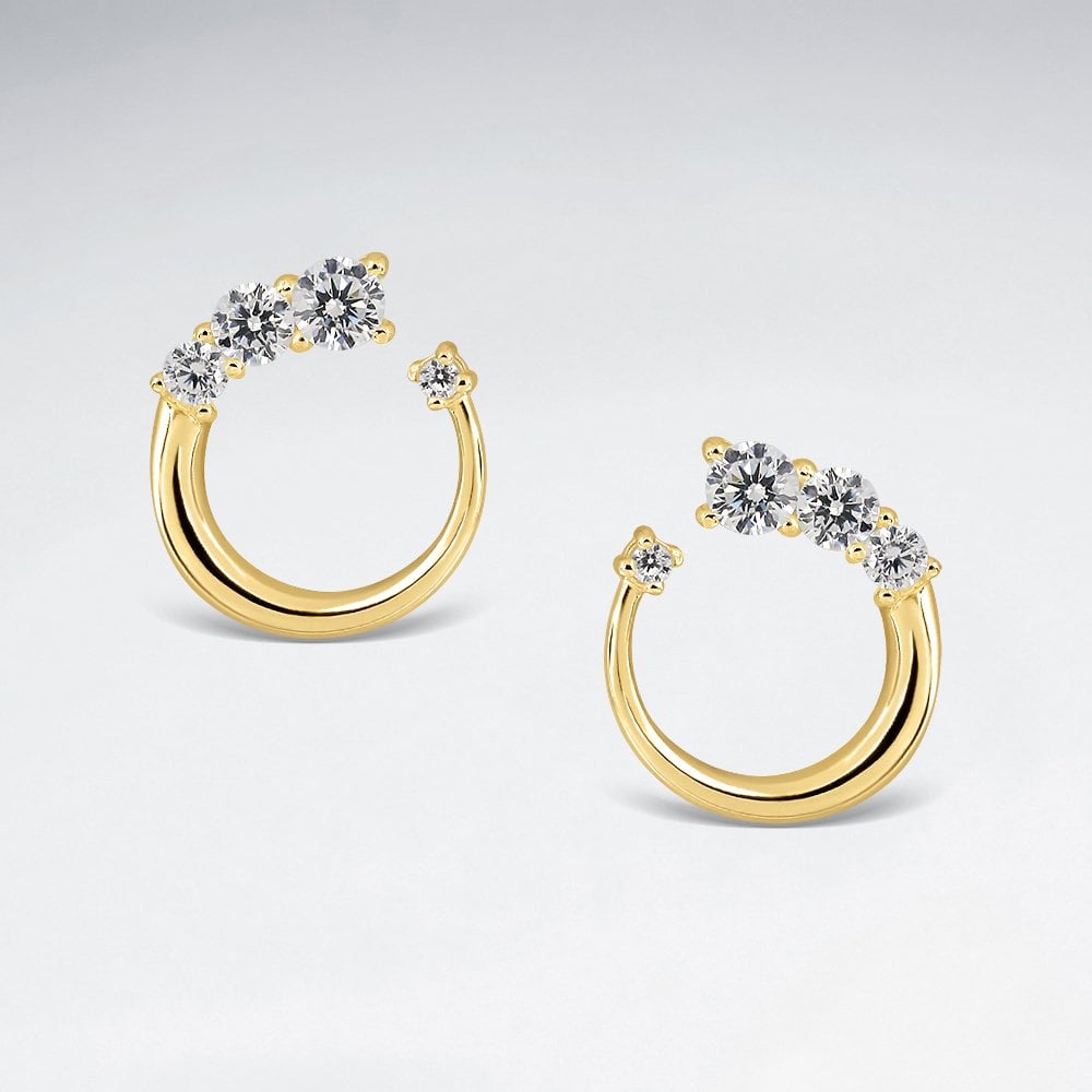925 Sterling Silver Cubic Zirconia Hoop Earrings