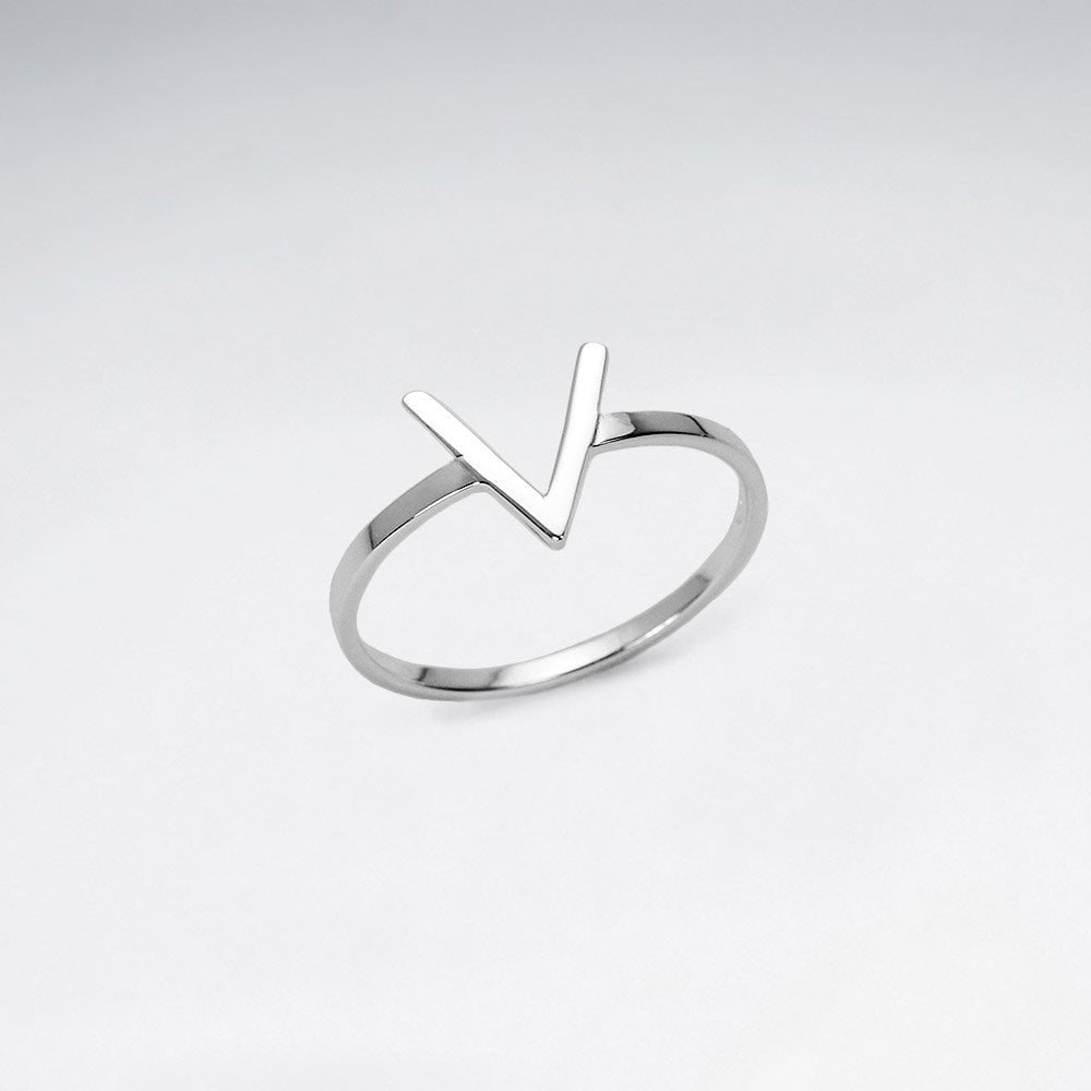 Sterling Silver Chevron V Ring