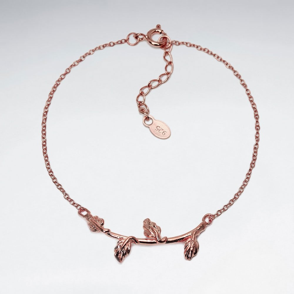 925 Silver Leaf Branch Bracelet