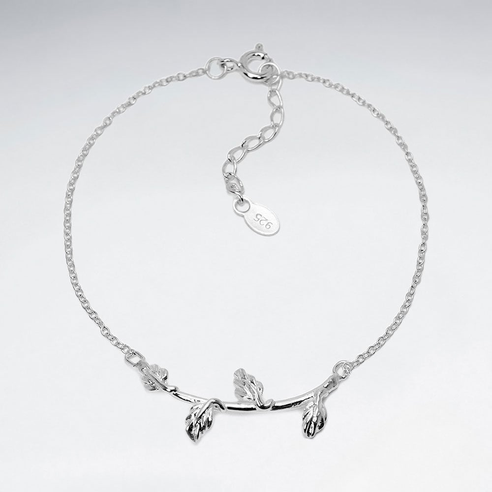 925 Silver Leaf Branch Bracelet