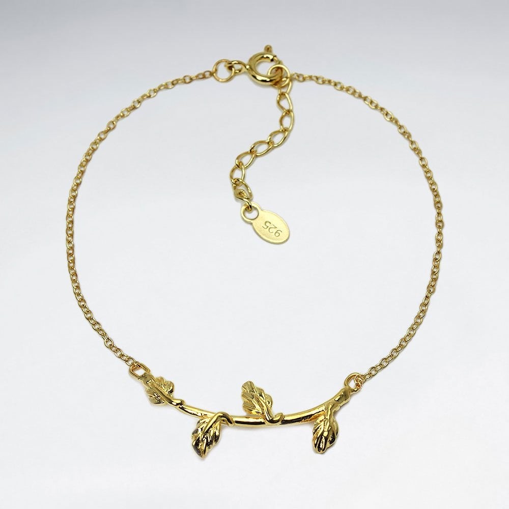 925 Silver Leaf Branch Bracelet