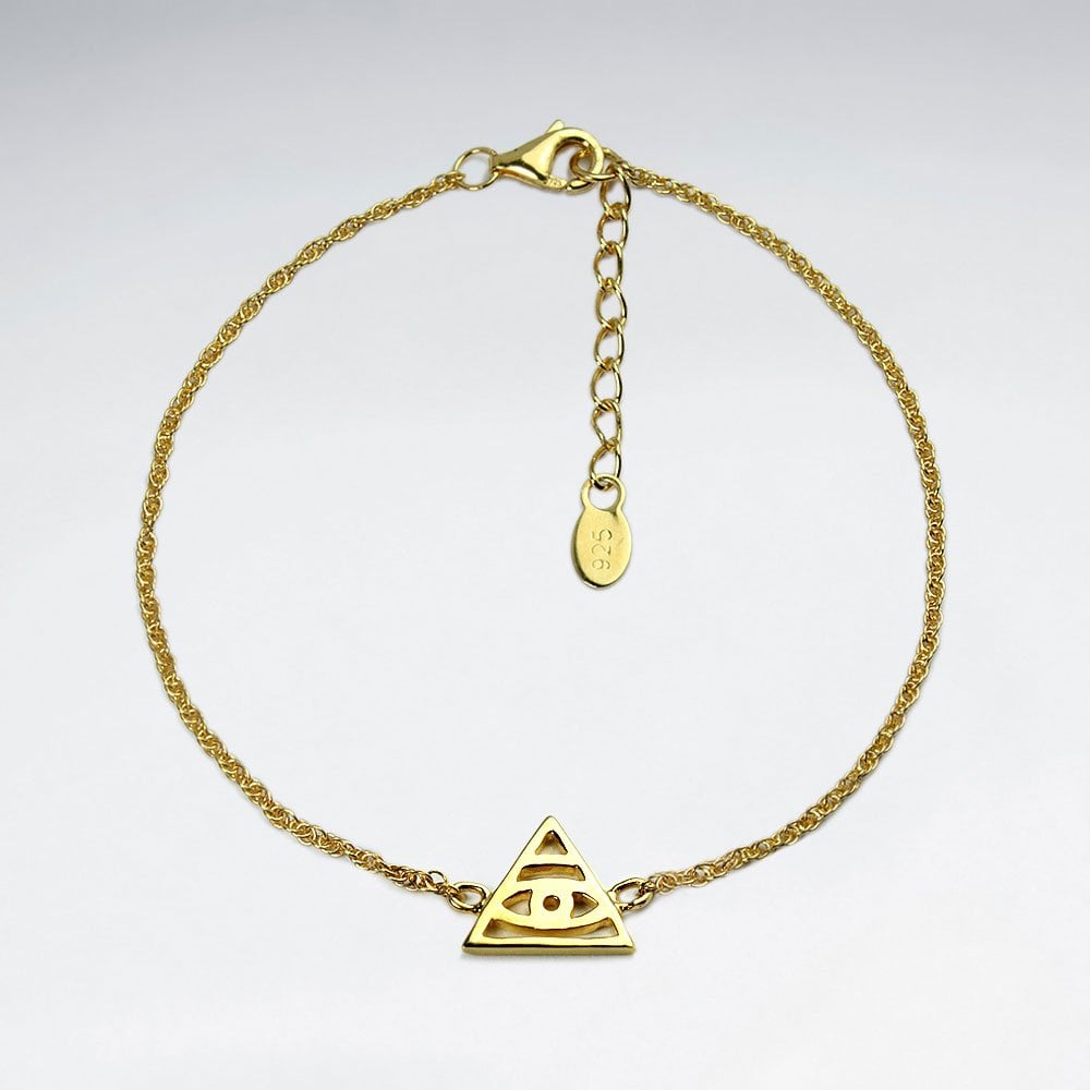 Sterling Silver Illuminati All Seeing Eye Pyramid Bracelet