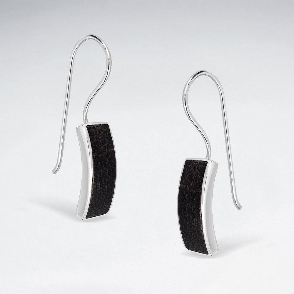 Turquoise Curved Silver Rectangle Earrings