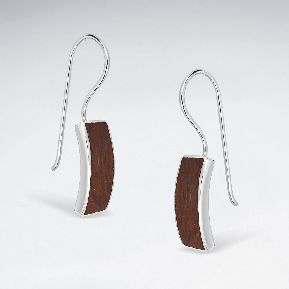 Turquoise Curved Silver Rectangle Earrings