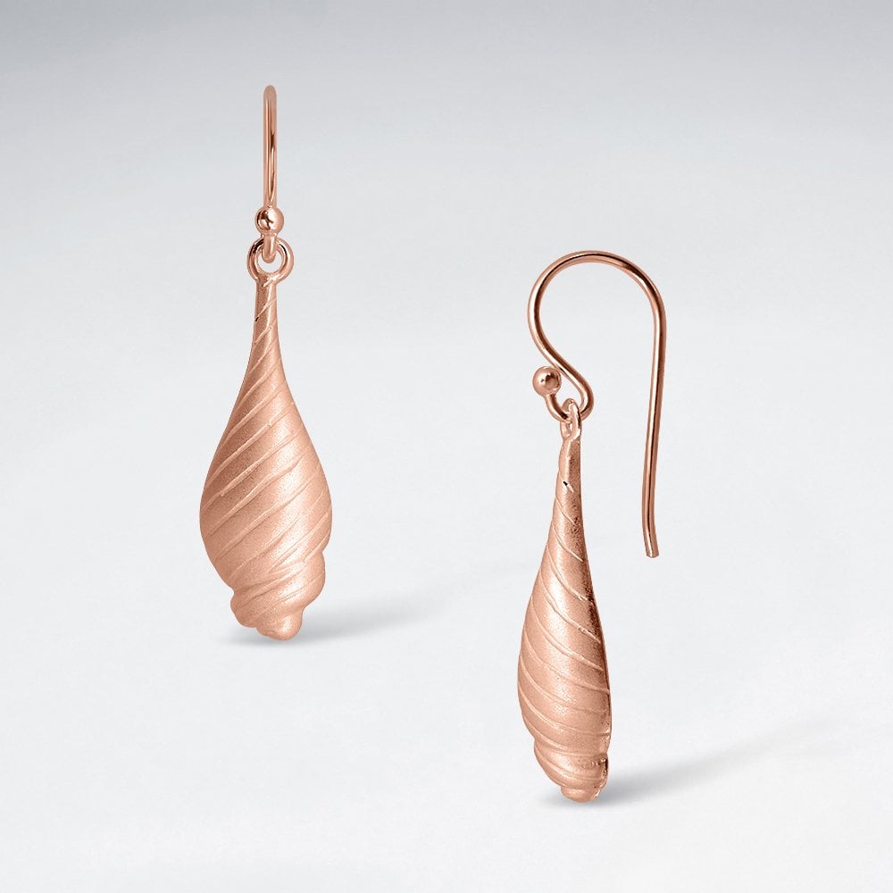 Sterling Silver Seashell Textured Sand Blasted Dangle Earrings