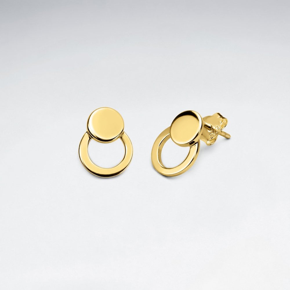 Sterling Silver Openwork Circle and Circle Dainty Stud Earrings