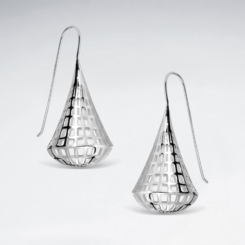925 Sterling 3D Design Filigree Puff Drop Earrings