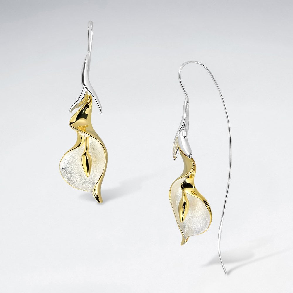 Sterling Silver Calla Lilly Drop Hook Earrings