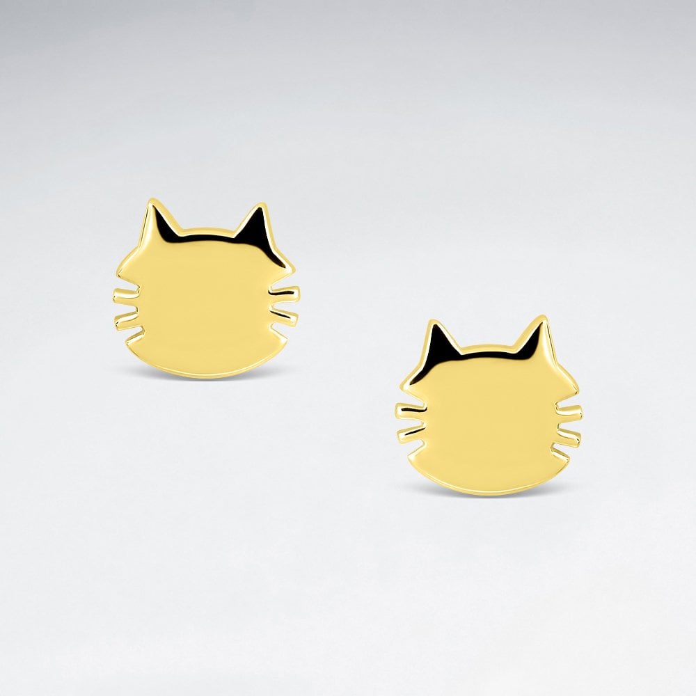 Sterling Silver Cat Silhouette Stud Earrings