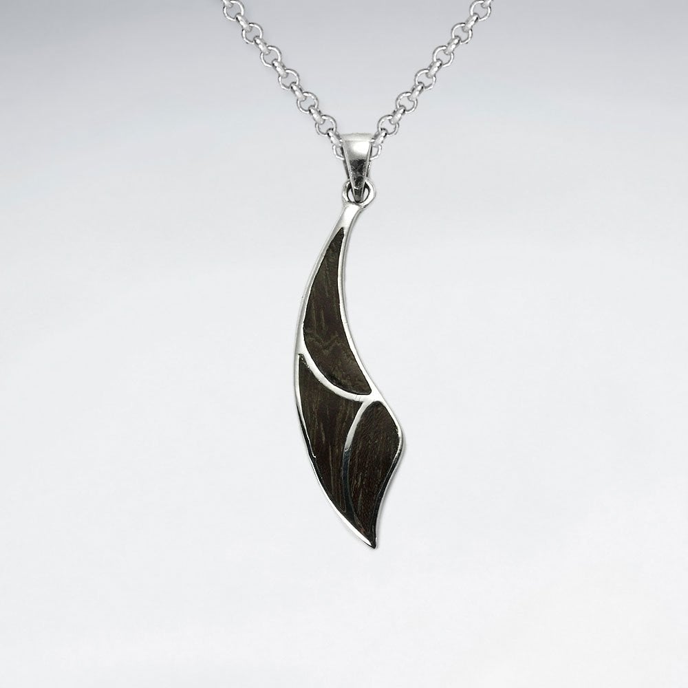 Natural Wood Silver Pendant