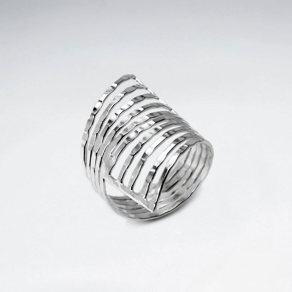 Wide Openwork Zebra Stripe Sterling Silver Statement Ring