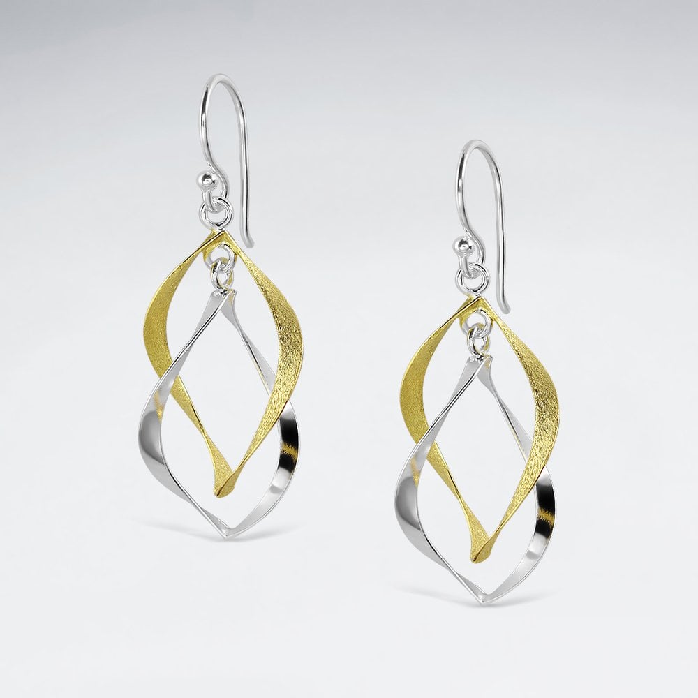 Sterling Silver Sculpted Openwork Drop Dangle Hook Earrings