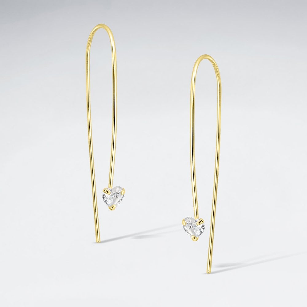 925 Sterling Silver Solitaire Cubic Zirconia CZ Drop Hook Earrings