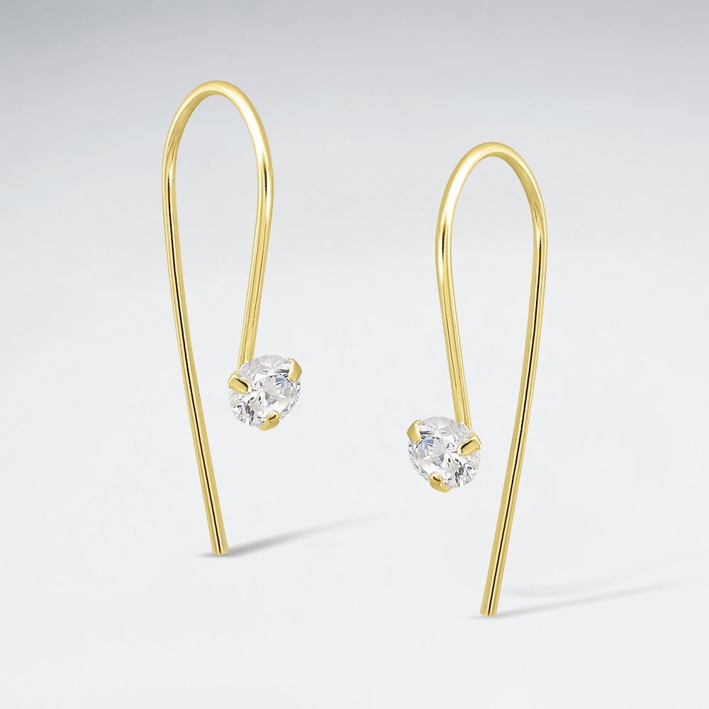 925 Sterling Silver Cubic Zirconia Drop Hook Earrings