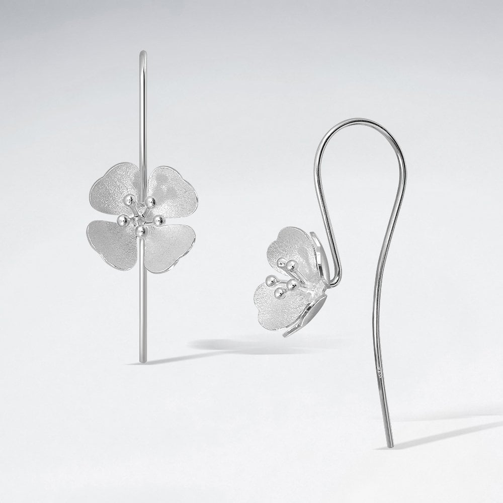 Sterling Silver Evening Primrose Flower Earrings