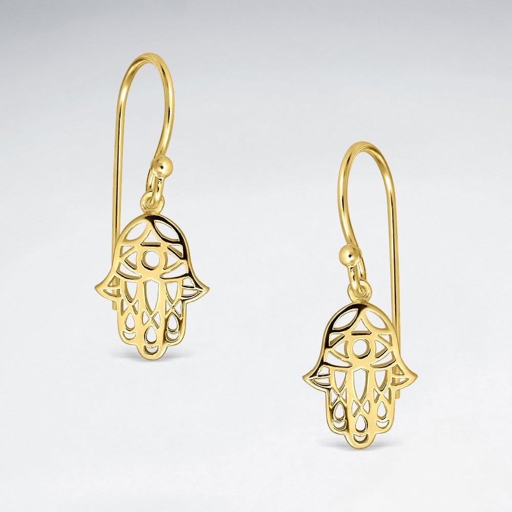 Sterling Silver Hamsa Drop Earrings